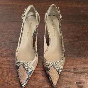 Ellen Tracy Beige and Black Snakeskin 2 Inch Heels Size 6